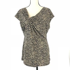 Vince Camuto Ruched Cheetah Print Top
